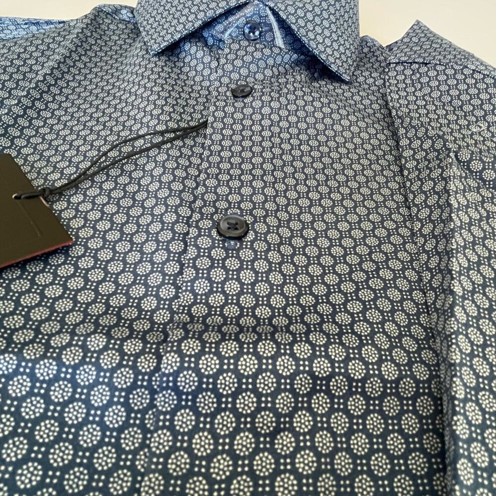 Dstrct & row Navy Blue Slim Fit Long Sleeve Button Up Collard Shirt L-SL, NWT